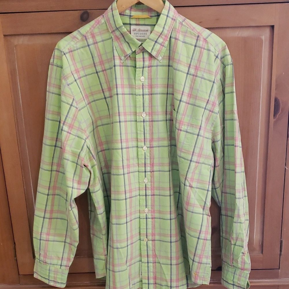 All American Options Green and Pink Plaid Shirt